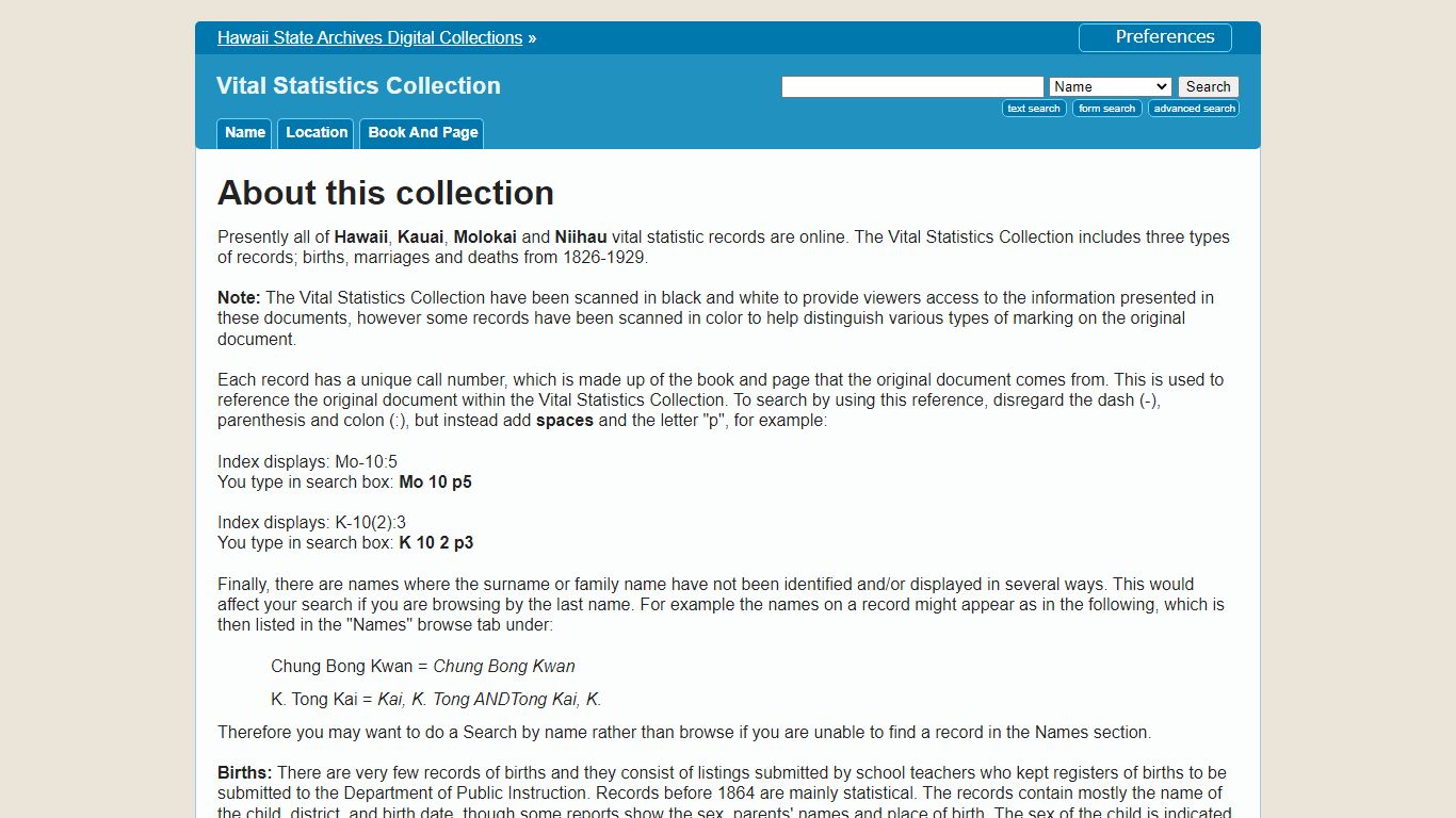 Vital Statistics Collection :: Hawaii State Archives Digital Collections